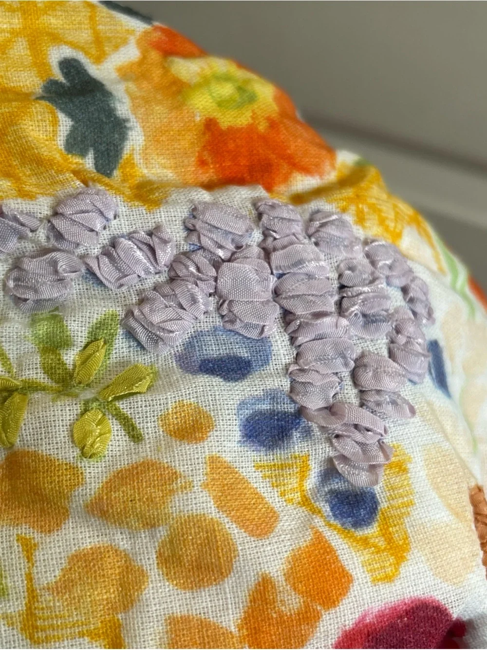 Anthropologie Watercolor  Floral Embroidered Throw Pillow Cover Case 20x20 (2)